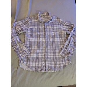 J Crew womens medium tan plaid button up shirt